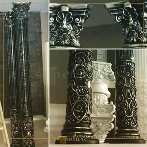 Antik Korint Formlu Siyah ve Bronz Patinalı Sütun Tasarımları