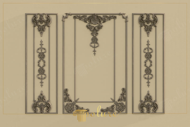 Panouri decorative crem cu ornamente rococo din poliuretan