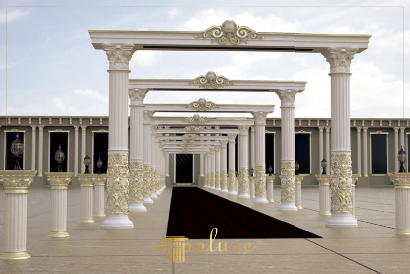 Colonadă exterioară cu coloane și arcade decorative din poliuretan