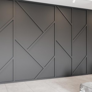 Geometrik Hatlarla Zenginleşen Antrasit Modern Duvar Paneli