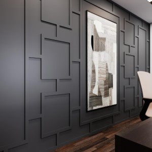 Antrasit Modern Geometrik Duvar Çıtalama Tasarımı