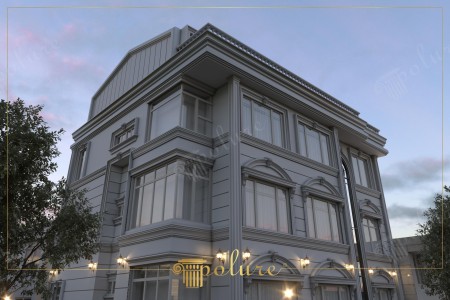 Neoklasik ve Modern Çizgilerin Buluştuğu Antrasit Villa Cephesi