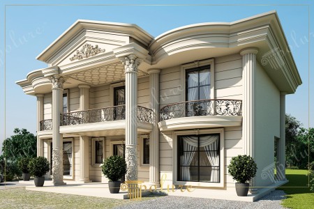 Neoklasik Villa Cephesinde İhtişamlı Sütun ve Söve Tasarımı