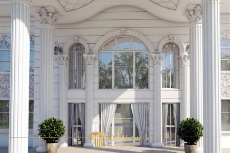 Klasik Villa Cephesinde Poliüretan Korint Sütun ve Kemer Sanatı