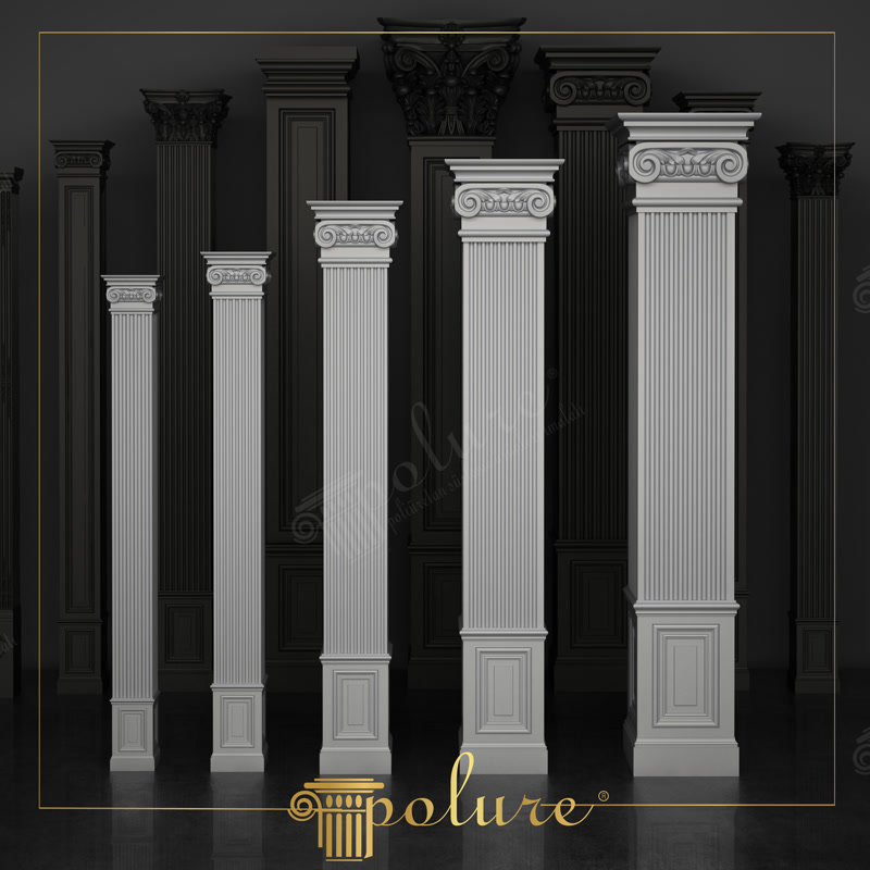 Set de pilastri caneleati cu capiteluri ionice cu volute