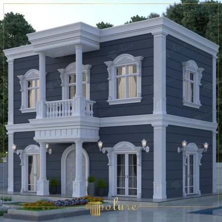 Modern Klasik Villa Dış Cephesinde Antrasit ve Beyaz Kontrastı