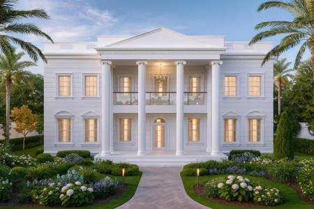 İon Başlıklı Sütunlarla Zenginleşen Neoklasik Villa Cephesi