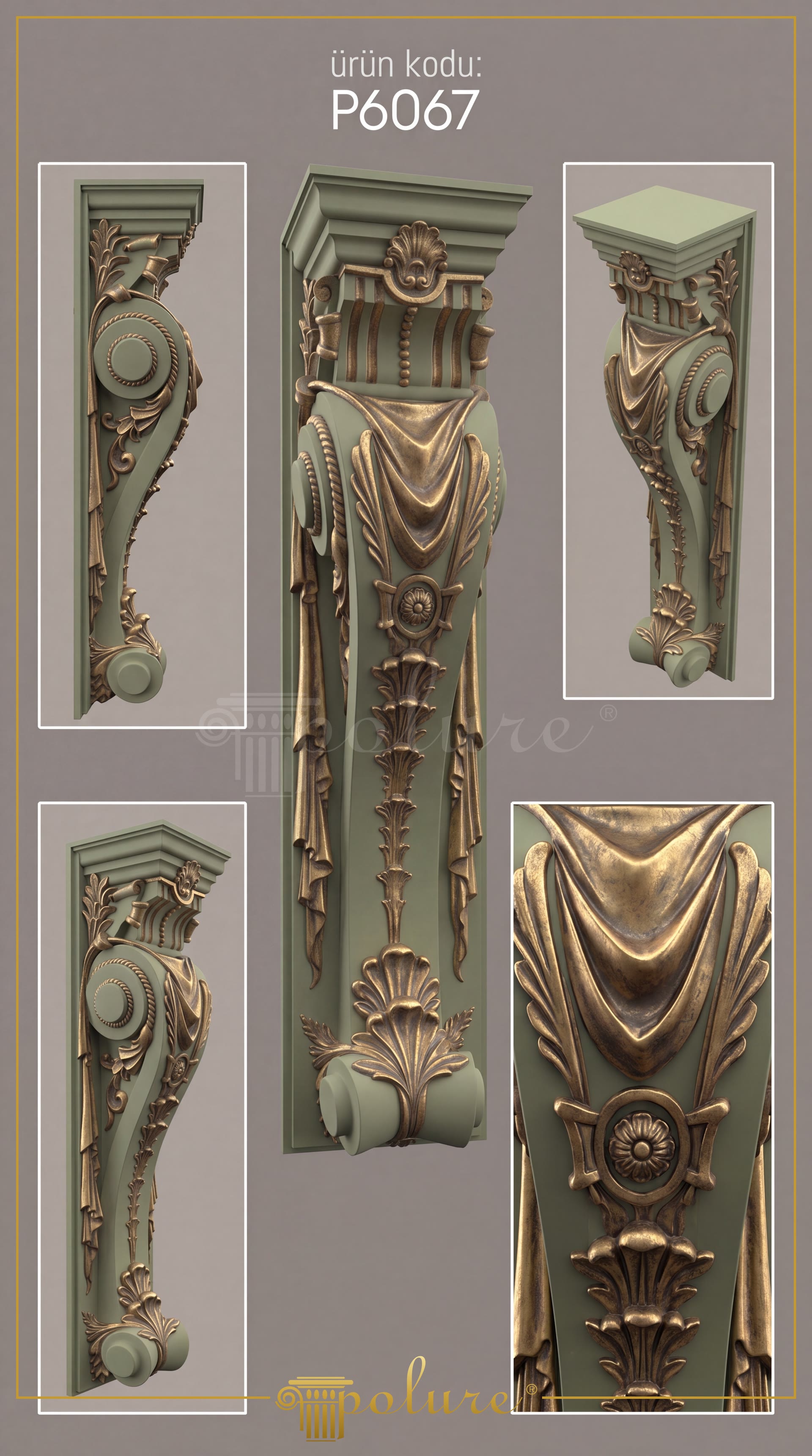 Render de produs cu o consolă decorativă din poliuretan model P6067