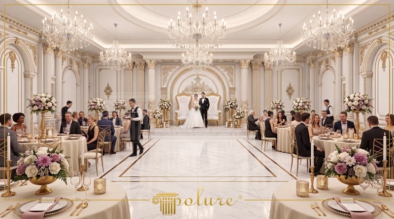 Sală de evenimente cu candelabre și tavan cupolat