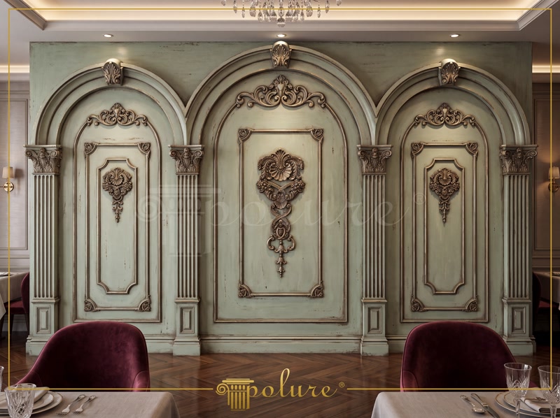 Perete decorativ cu arcade pentru sală de restaurant clasic