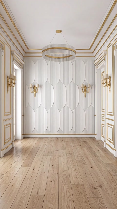 Panourile albe creează un perete accent într-un interior neamenajat.