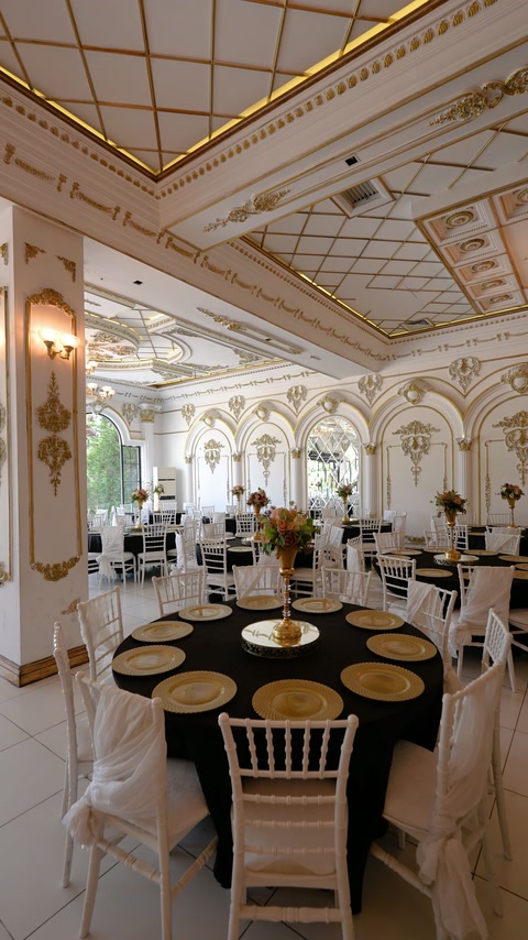 Salon elegant cu profile de tavan și panouri murale aurii