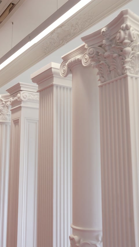 Pilastru cu capitel ionic alături de coloane rotunde netede