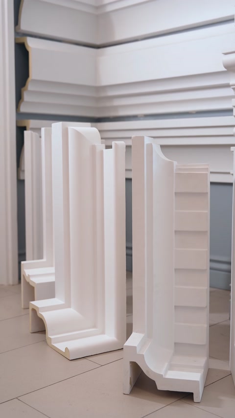 Mostre verticale de profile și ancadramente prezentate în showroom.