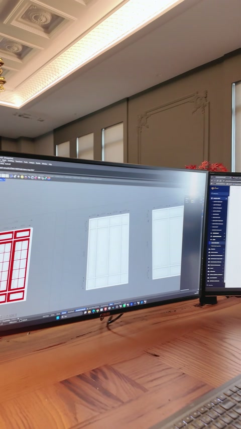 Modelul digital al panoului decorativ este analizat pe monitor
