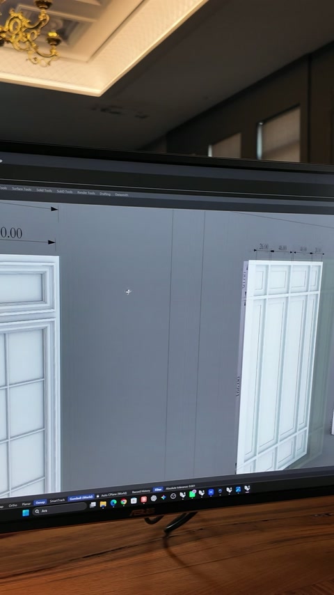 Model tridimensional al unui panou îngust cu rame profilate