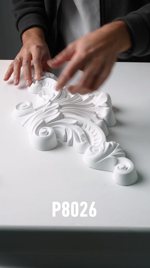 Ornament aplicat cu motive vegetale și forme curbate simetric
