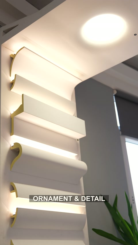 Profile de perete cu iluminare integrată și forme arcuite