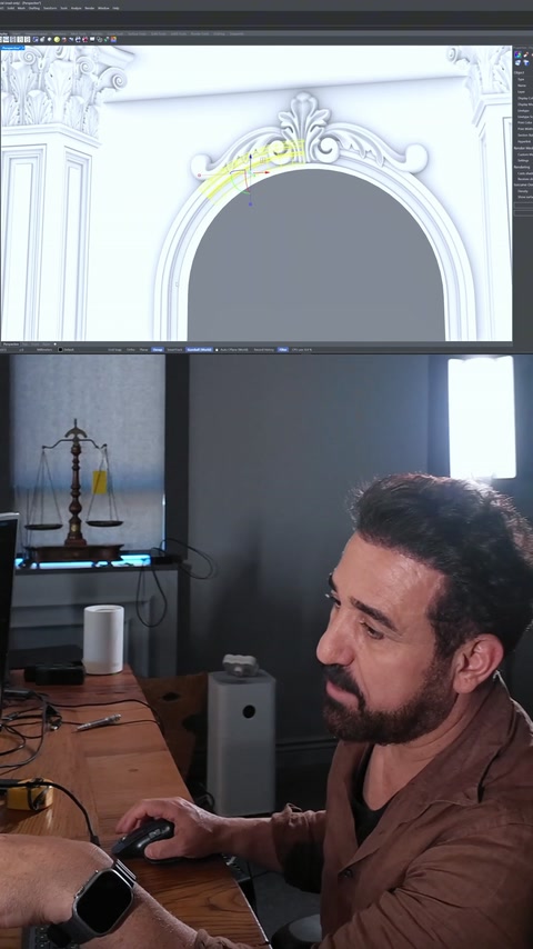 Deschiderea arcuită completă a portalului în randare 3D