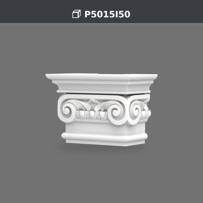 P5015I50 Capitel ionic pentru pilastru din Poliuretan 11x21x15 cm, fotografie produs