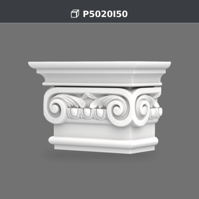 P5020I50 Capitel ionic de pilastru din poliuretan 14x28x19 cm, fotografie produs