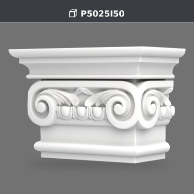 P5025I50 Capitel ionic pentru pilastru 18x35x24 cm din poliuretan, fotografie produs