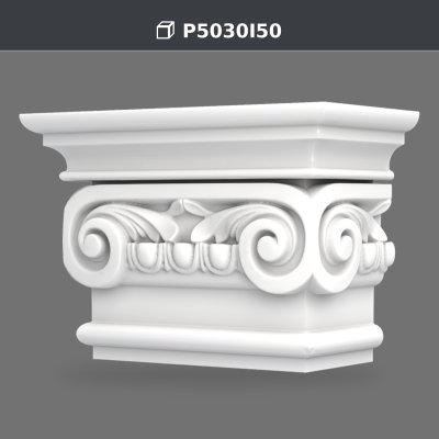 P5030I50 Capitel de pilastru ionic 21x42x29 cm din poliuretan, fotografie produs