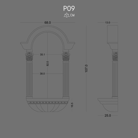 P09 Polyurethane niche decoration, niche decorative prices