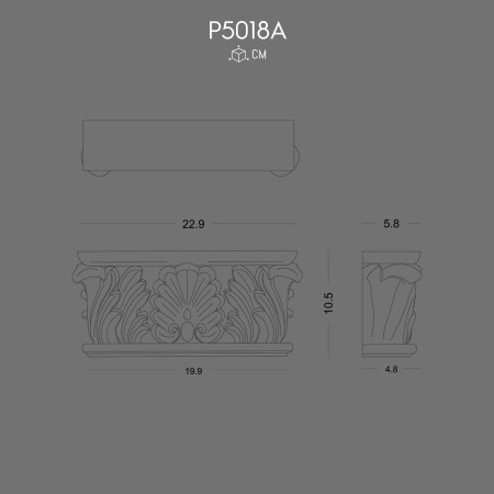 P5018A Polyurethane column with Byzantine, Roman, Greek pattern, decorative column and capital patterns in polyurethane.