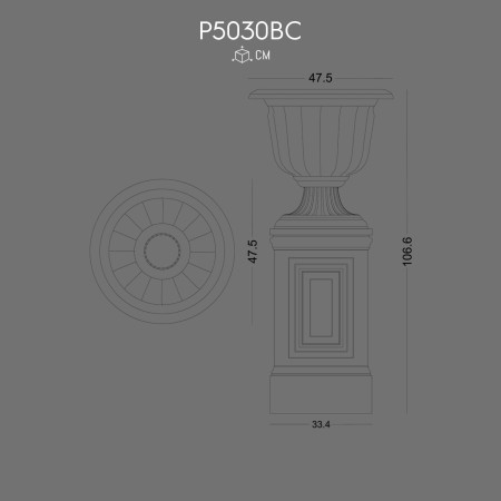 P5030BC Polyurethane column with ottoman pattern.
