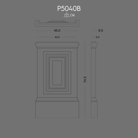 P5040B Polyurethane column with Byzantine, Roman, Greek pattern, decorative column and capital patterns in polyurethane.