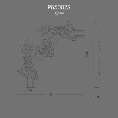 P85002S Polyurethane wall arm corner with decorative pattern