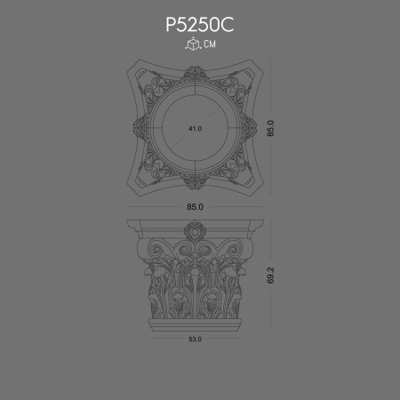 P5250 Stâlp din poliuretan .Capitel coloană decorativă.