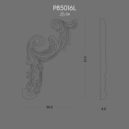 P85016L Polyurethane decoration for arm with pattern