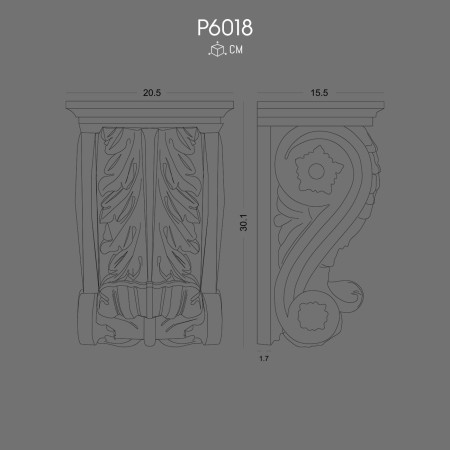 P6018 Types of polyurethane wall brackets with decorative patterns