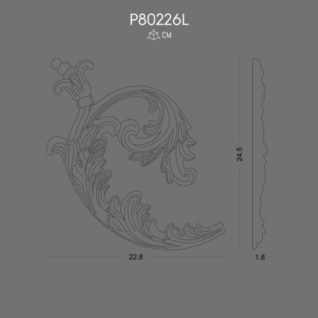 P80226L Types of ornaments and wall decorations in polyurethane with decorative patterns