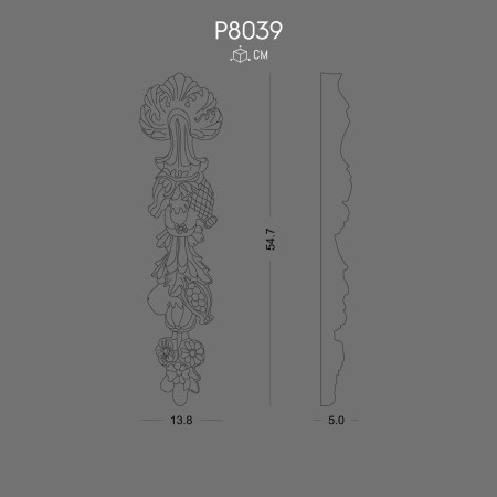 P8039 Polyurethane decorative wall ornaments