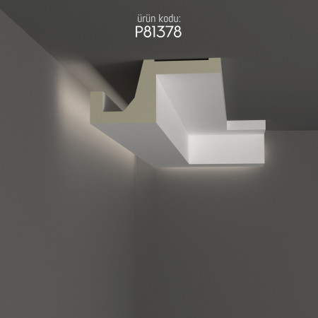 P81378 Polyurethane Decor Wall LED Hidden Light Models Polyurethane Plaster Wooden LED Hidden Light Equivalent Hidden Light