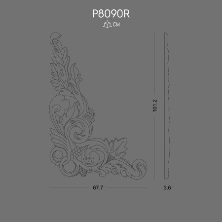 P8090R Prices of ornaments and wall decorations in polyurethane with decorative patterns