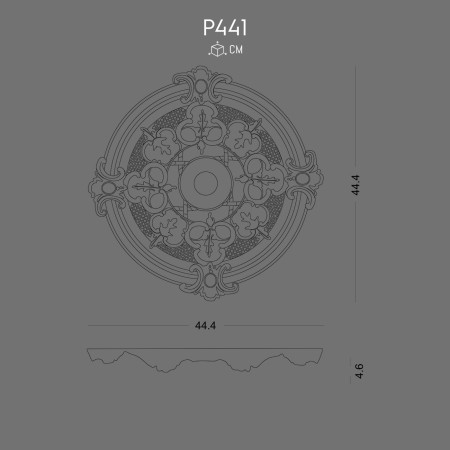 P441 Types of polyurethane wall rosette with decorative pattern. Polyurethane decoration products