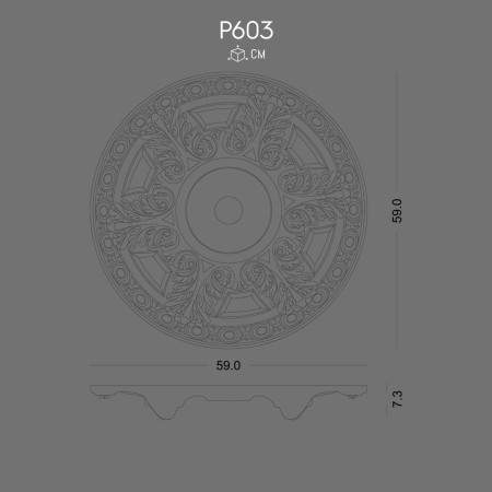 P603 Types of polyurethane wall rosette with decorative pattern. Polyurethane decoration products
