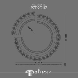 P7119D117 Polyurethane wall rosette with decorative pattern. Polyurethane decoration products