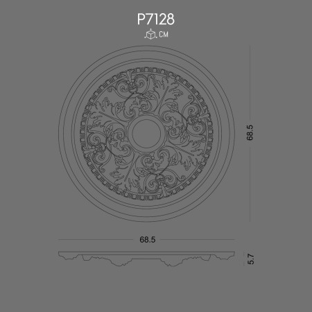 P7128 Polyurethane wall rosette models with decorative pattern. Polyurethane decoration products