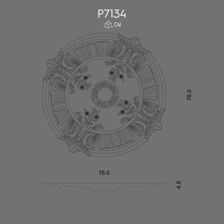 P7134 Production of polyurethane wall rosette with decorative pattern. Polyurethane decoration products