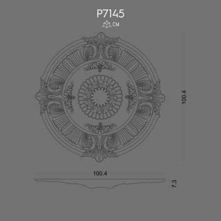 P7145 Polyurethane wall rosette with decorative pattern
