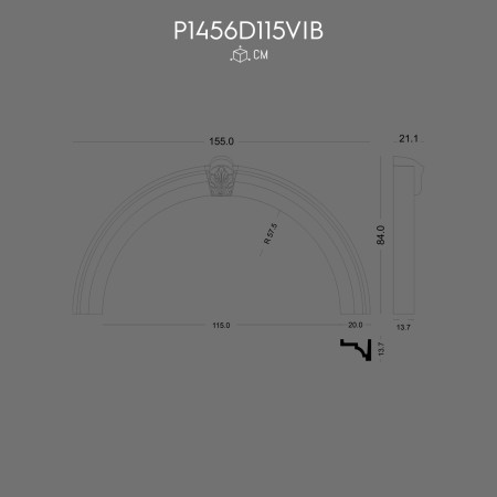 P1456D115VIB Decoruri ornamentale exterioare poliuretan arcade semirotunde.