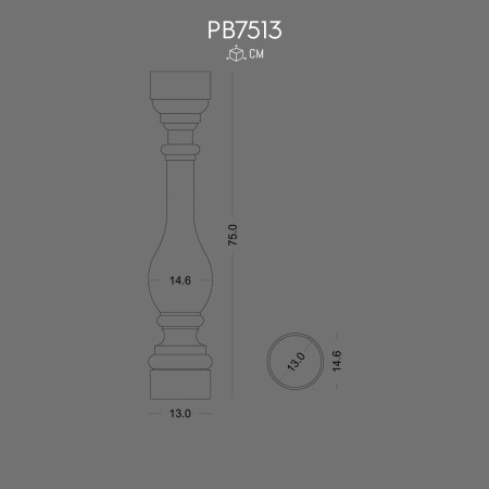 PB7513 Polyurethane prefabricated balustrade. Models of balusters and handrails made of polyurethane