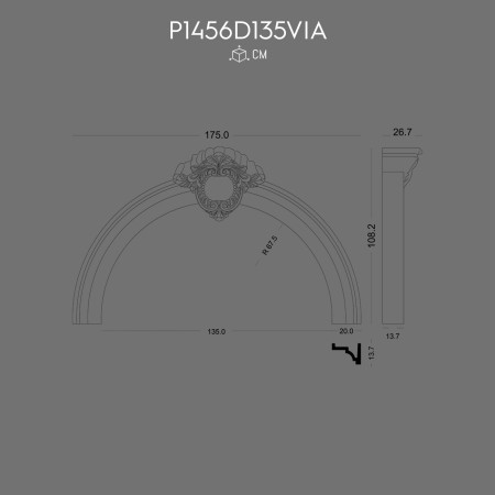P1456D135VIA Decorațiune  pentru placare de fațadă din poliuretan decorativ exterior . Modele si tipuri de stalpi.