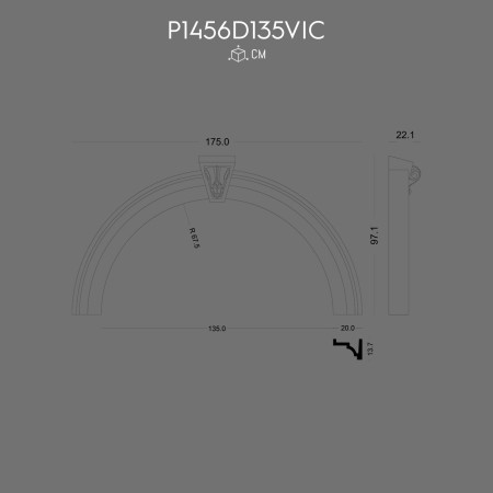 P1456D135VIC Decorațiune din poliuretan pentru margine fereastră din prefabricat arcada semirotunda. Modele si tipuri de arcada semirotunda.