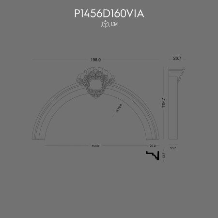 P1456D160VIA Modele exterior decorativ  poliuretan arcada semirotunda